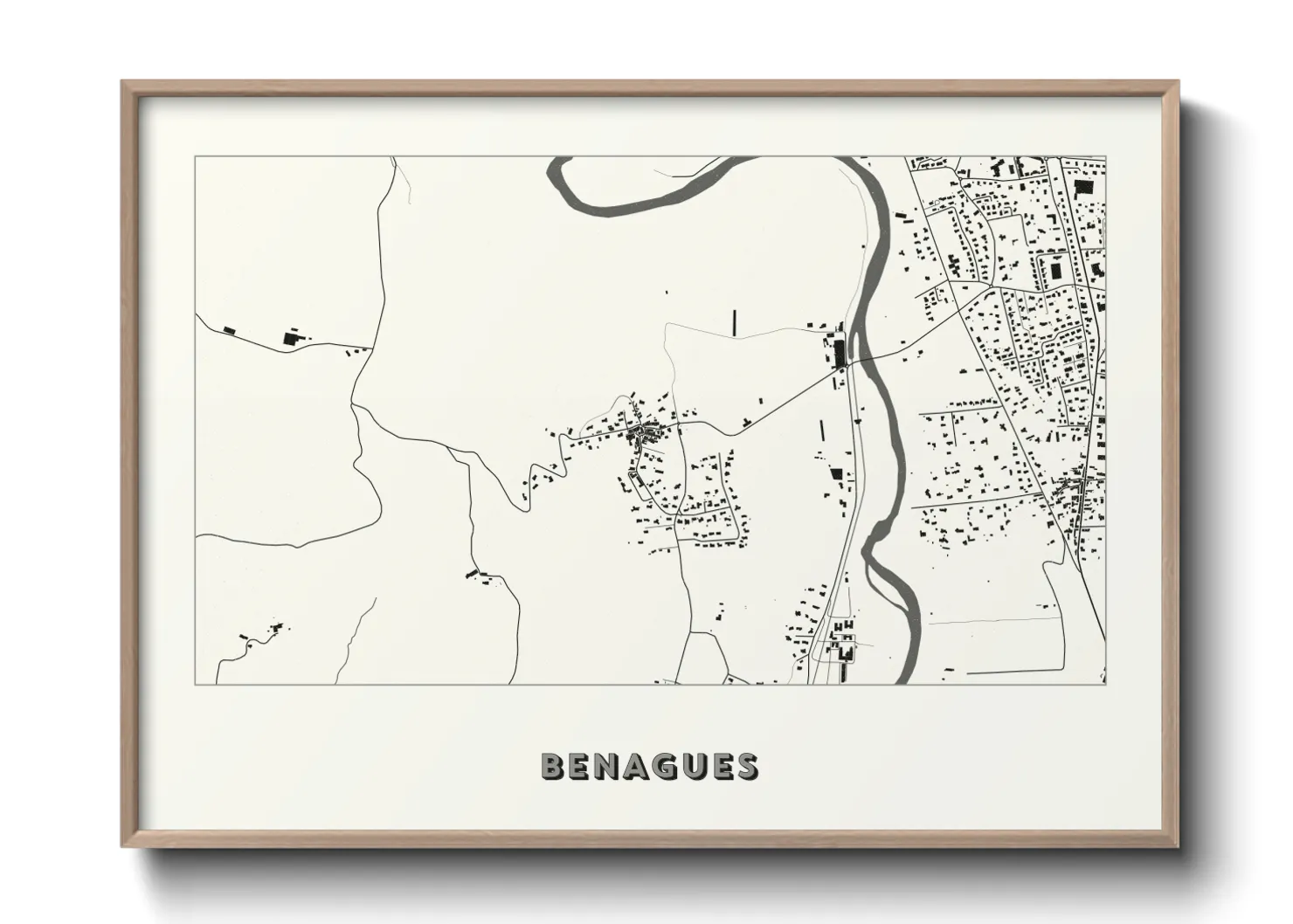 Une affiche de carte sur Benagues