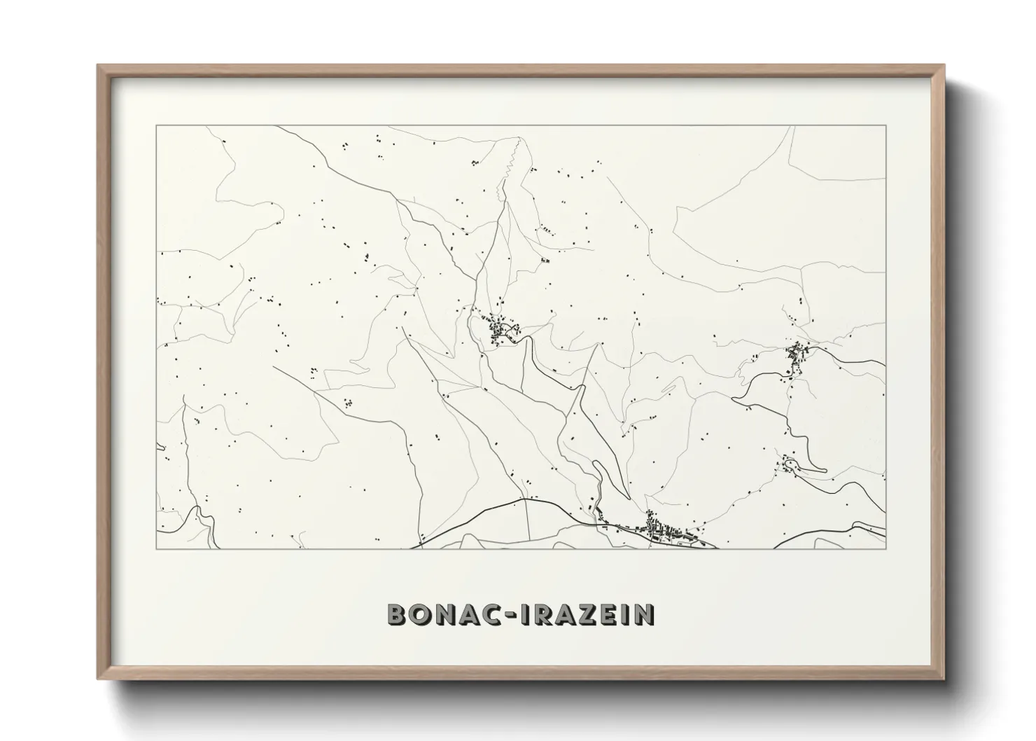 Une affiche de carte sur Bonac-Irazein