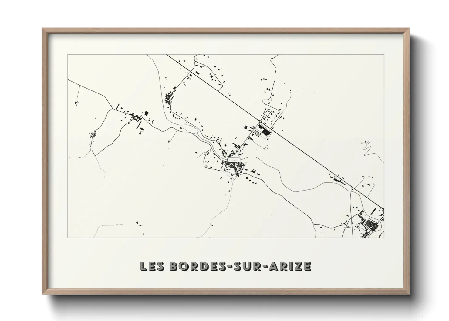 Une affiche de carte sur Les Bordes-sur-Arize