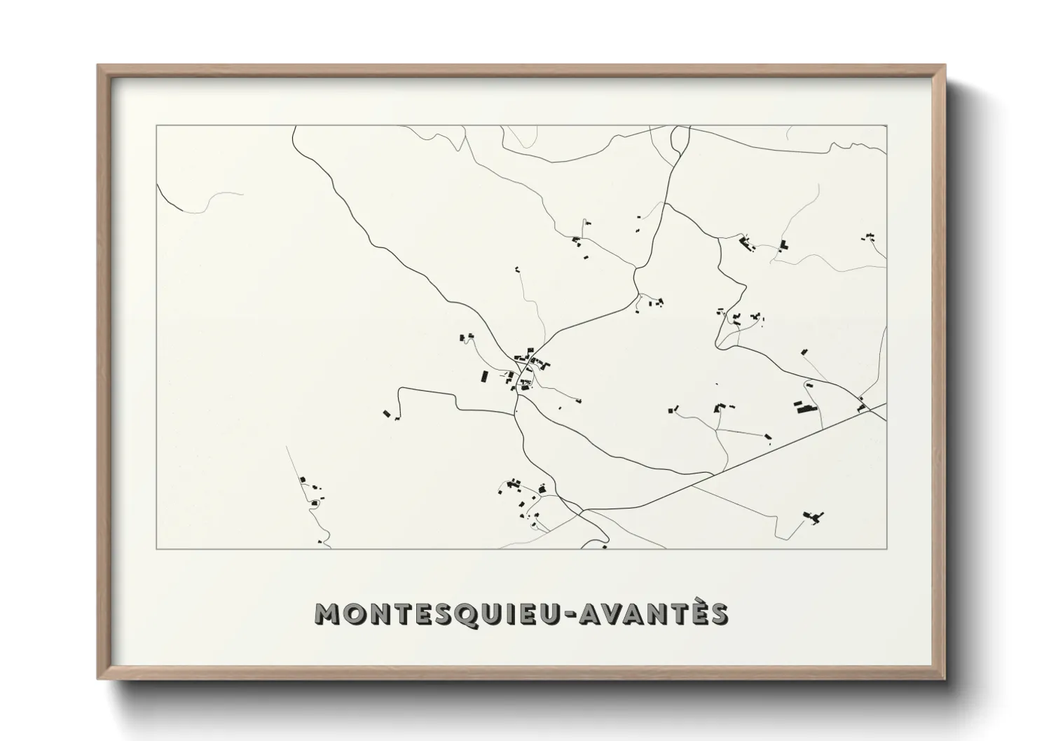 Une affiche de carte sur Montesquieu-Avantès