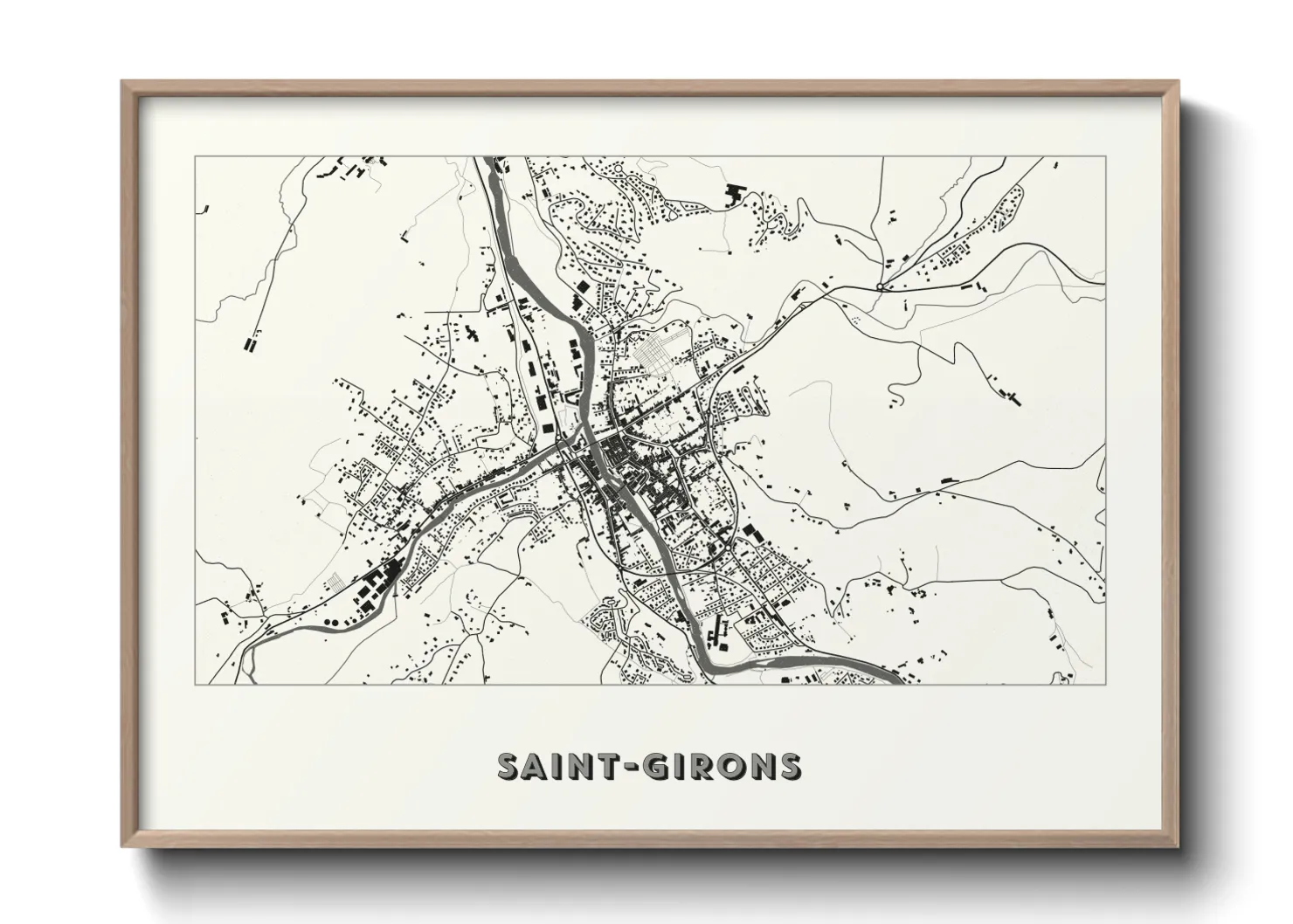 Une affiche de carte sur Saint-Girons