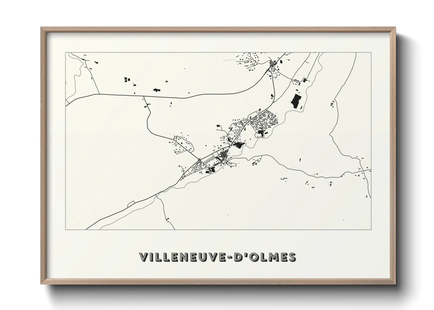 Une affiche de carte sur Villeneuve-d'Olmes