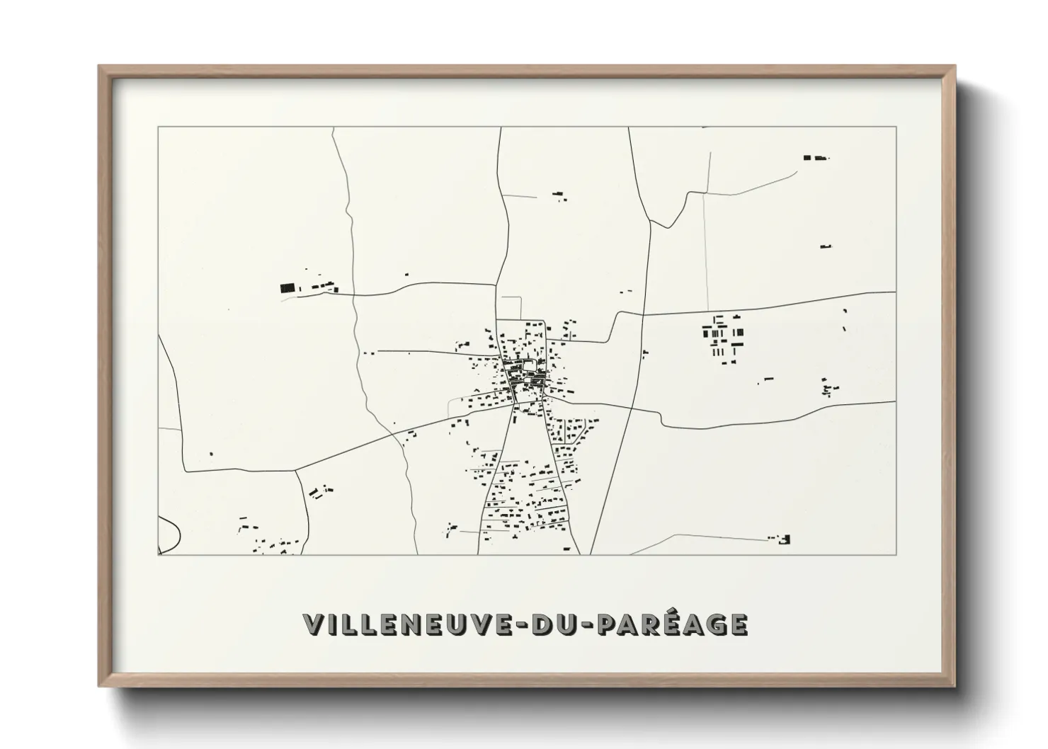 Une affiche de carte sur Villeneuve-du-Paréage