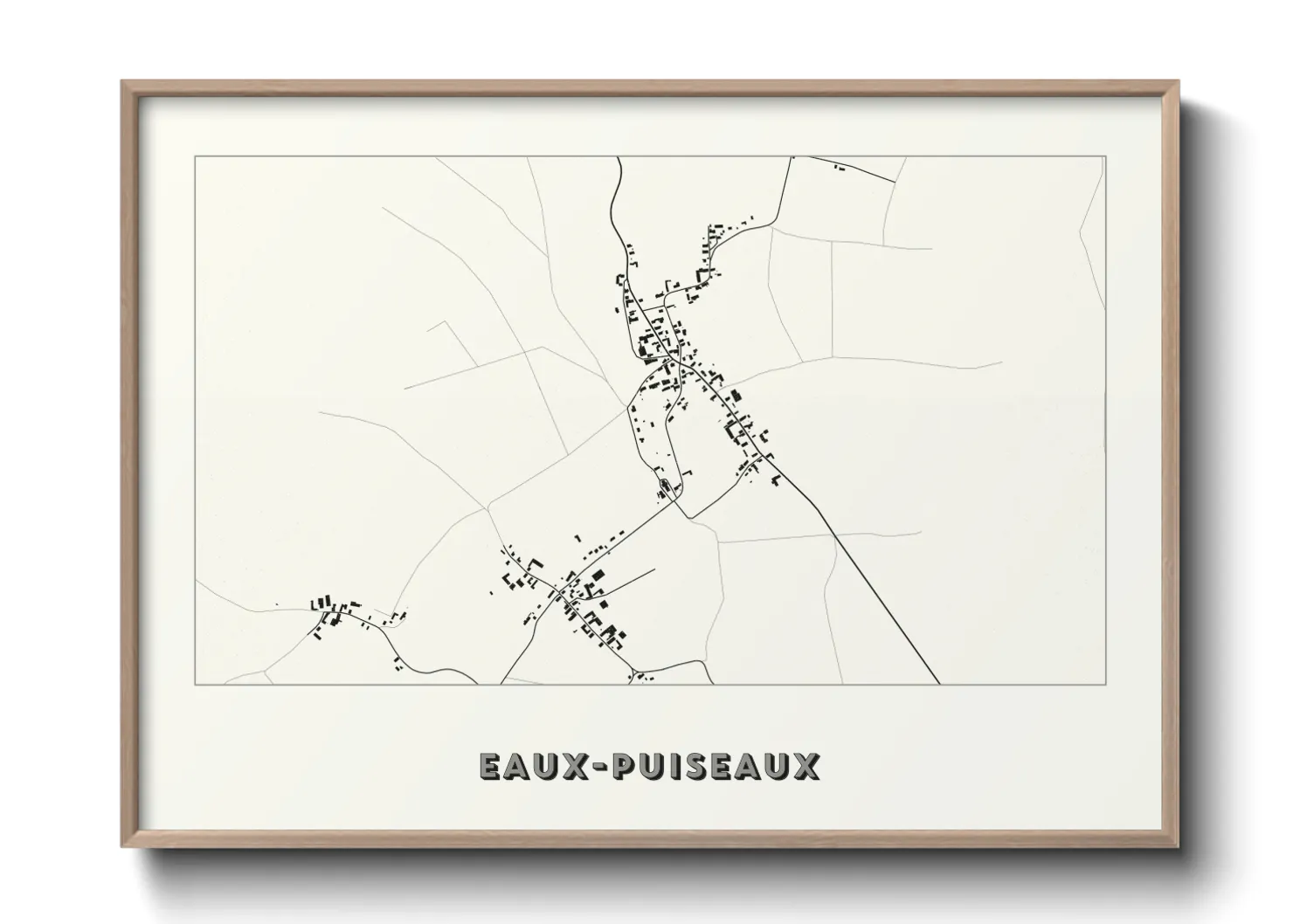 Une affiche de carte sur Eaux-Puiseaux