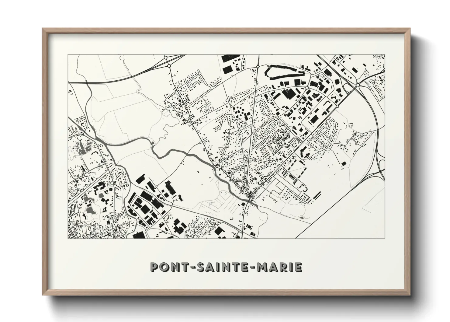 Une affiche de carte sur Pont-Sainte-Marie