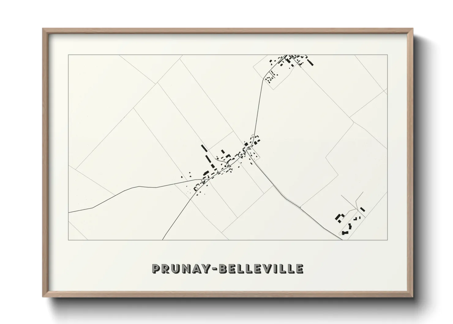 Une affiche de carte sur Prunay-Belleville