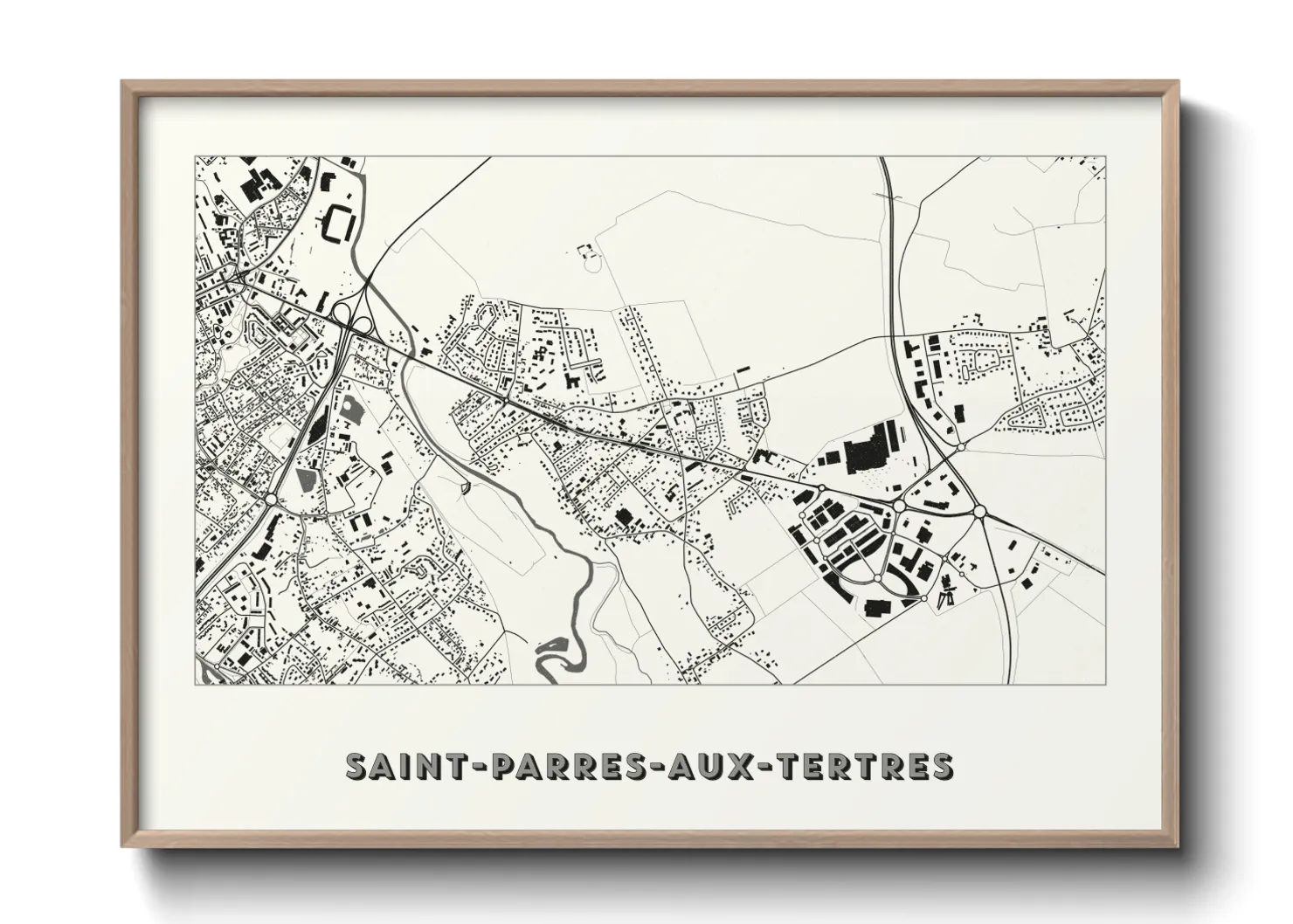 Une affiche de carte sur Saint-Parres-aux-Tertres