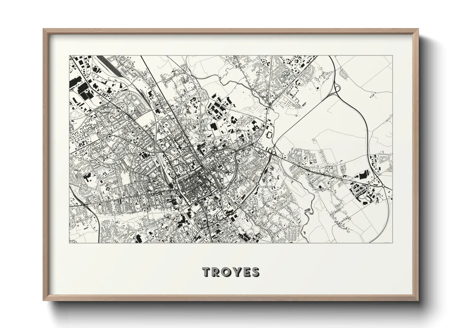 Une affiche de carte sur Troyes