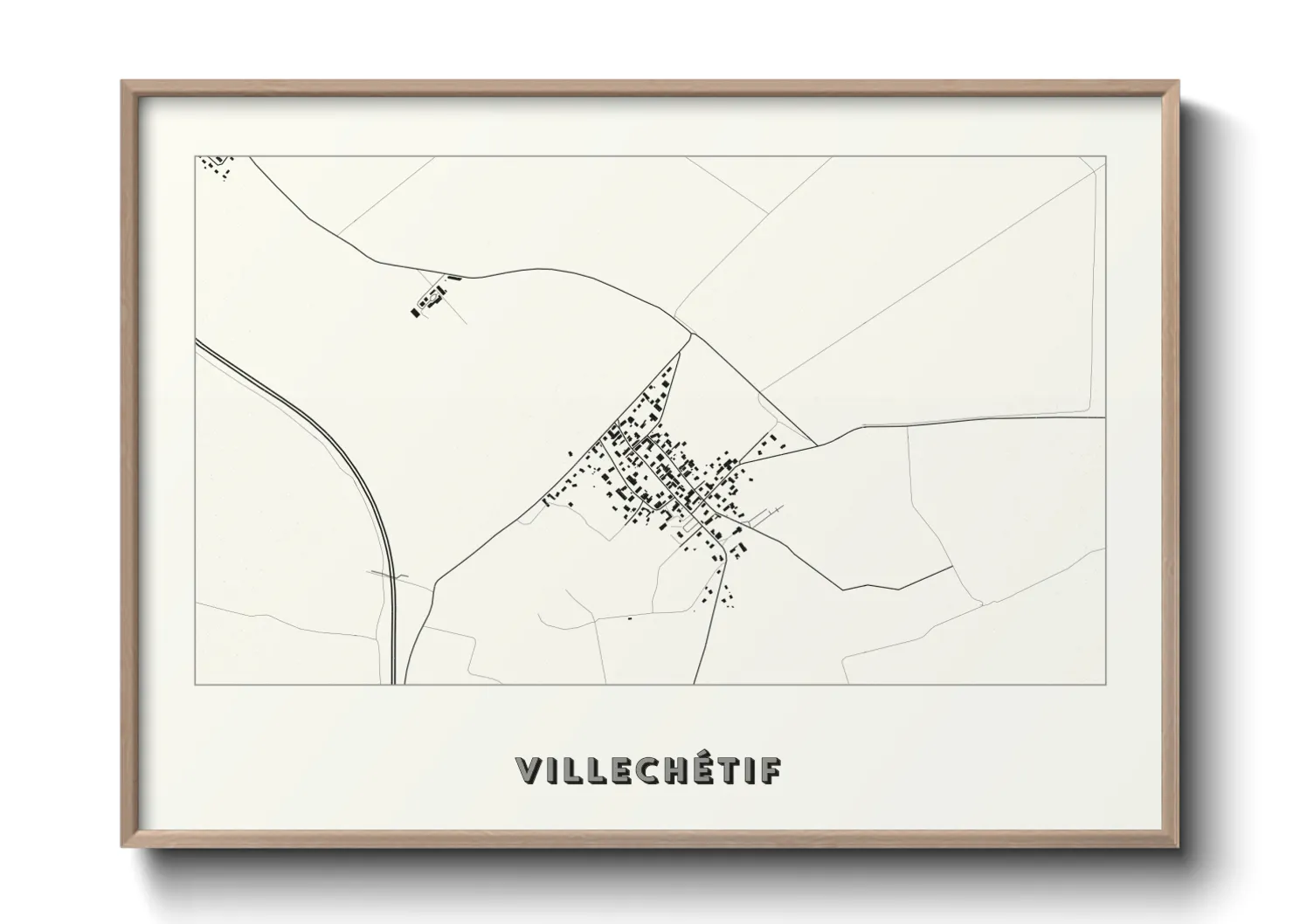 Une affiche de carte sur Villechétif