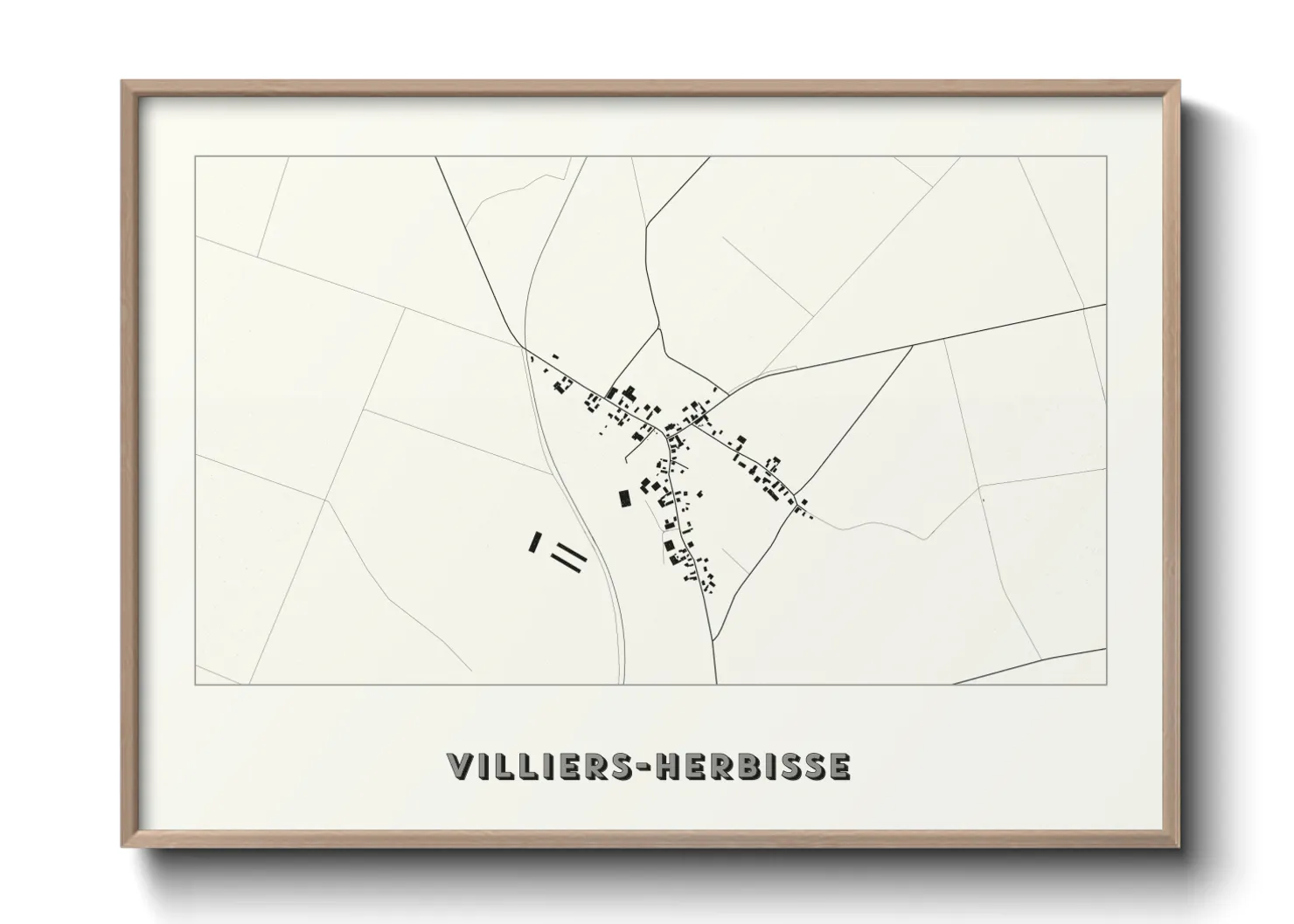 Une affiche de carte sur Villiers-Herbisse