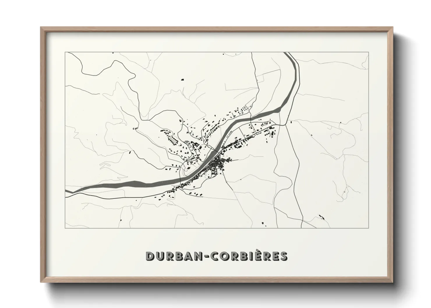 Une affiche de carte sur Durban-Corbières