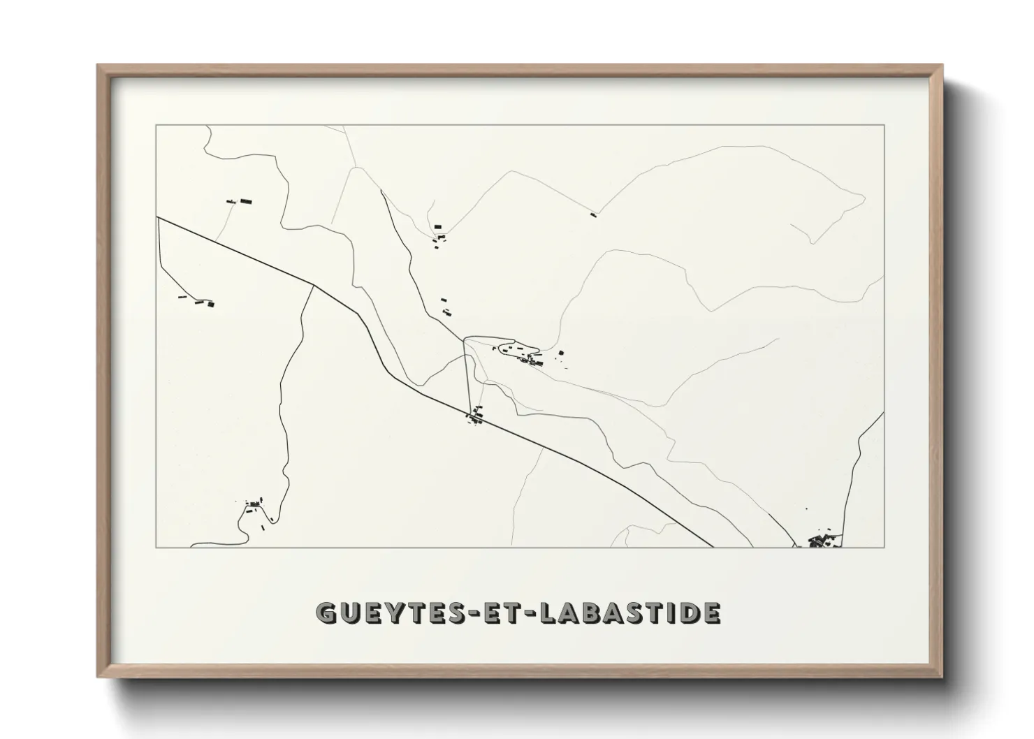 Une affiche de carte sur Gueytes-et-Labastide