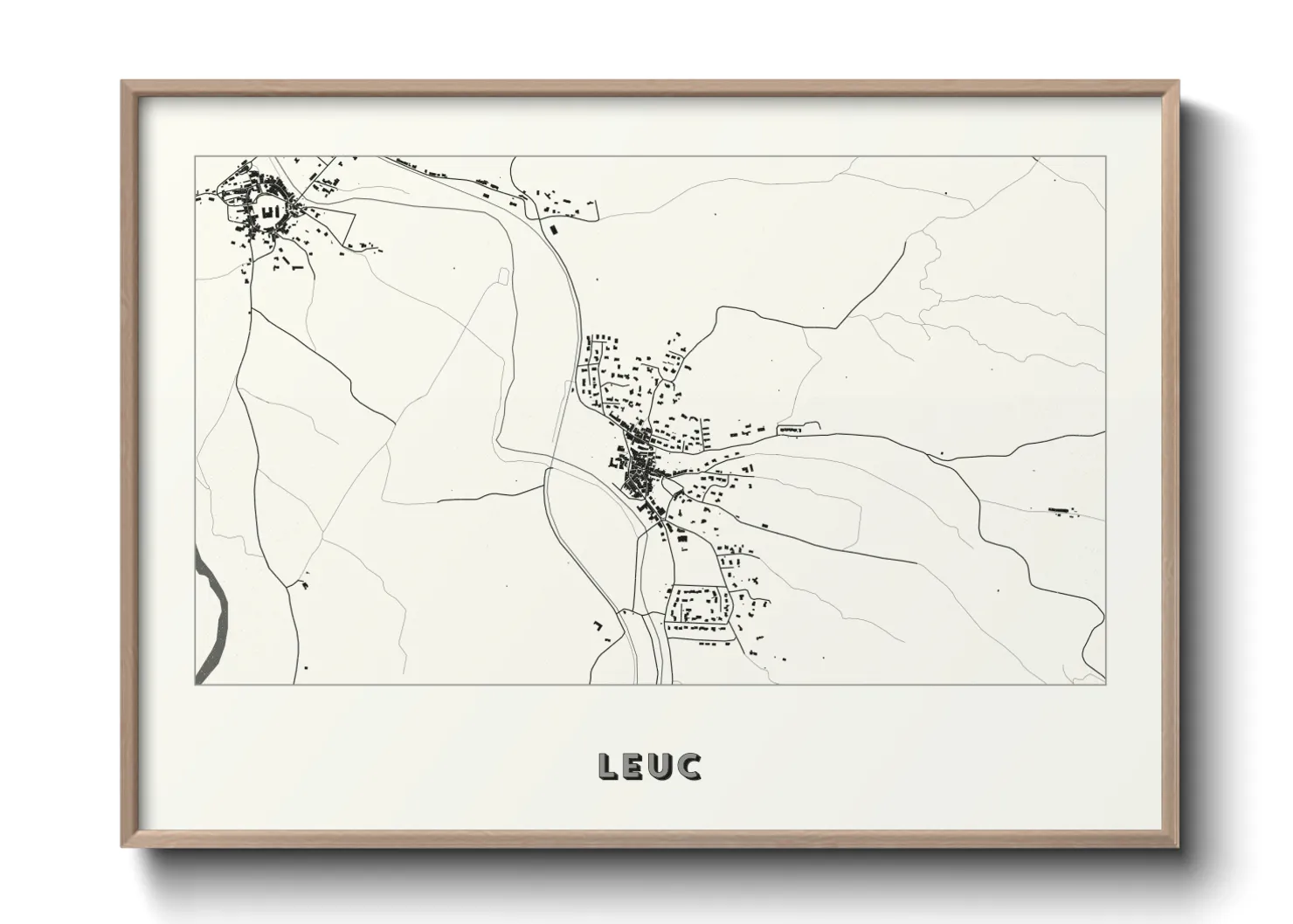 Une affiche de carte sur Leuc
