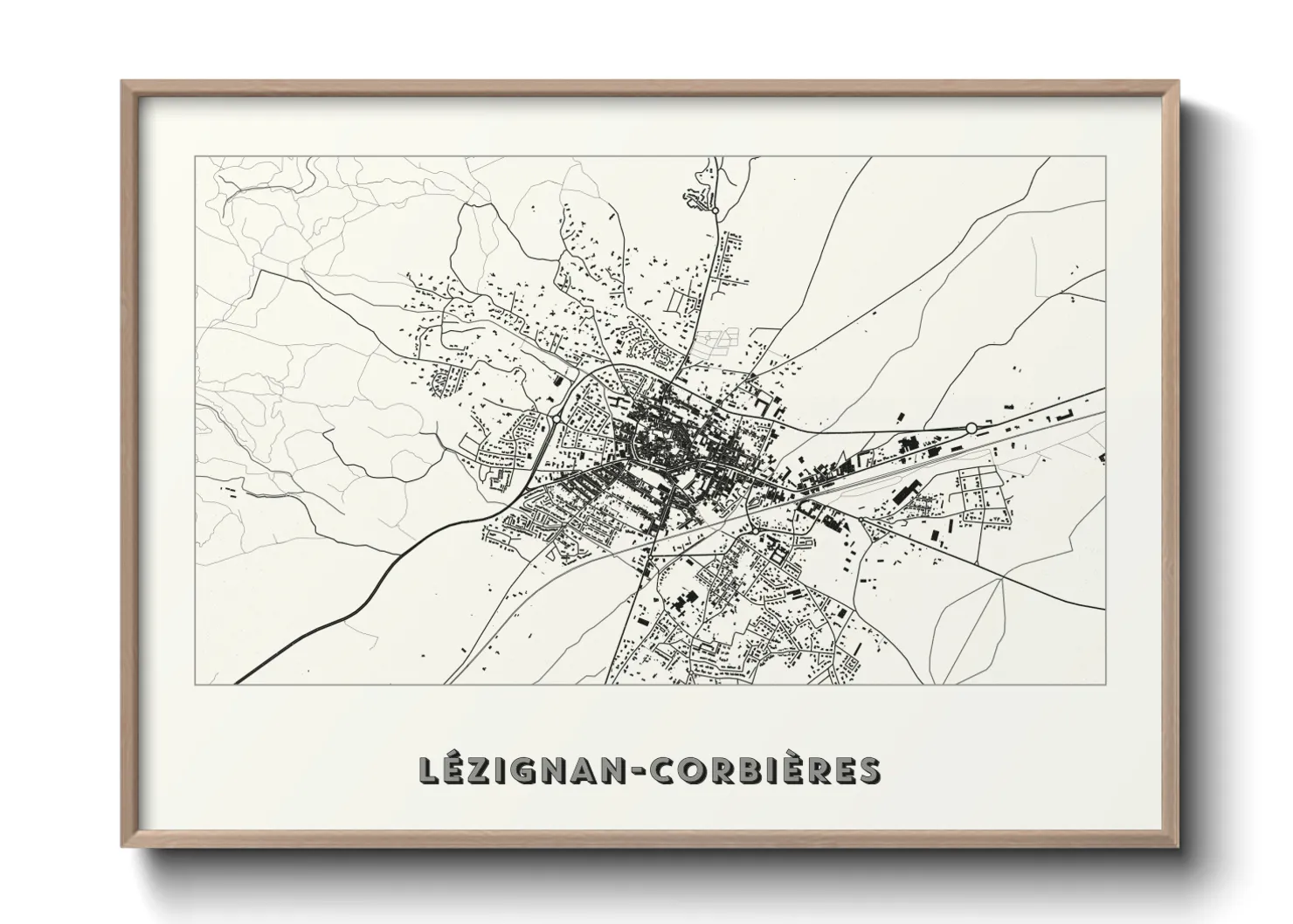 Une affiche de carte sur Lézignan-Corbières