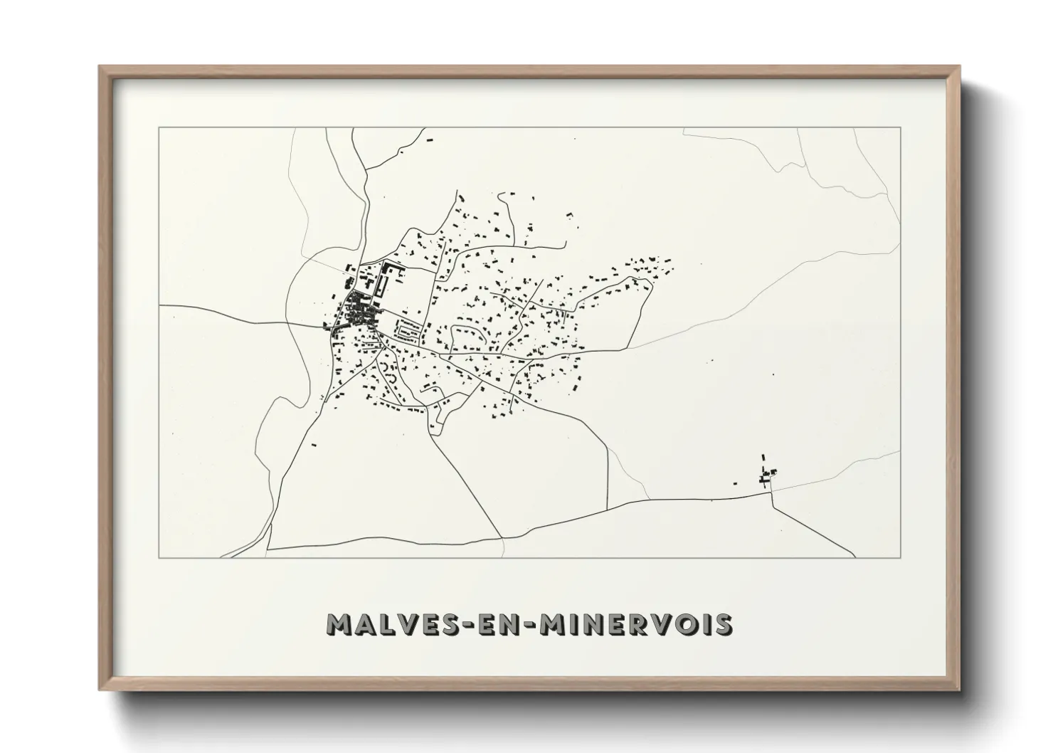 Une affiche de carte sur Malves-en-Minervois