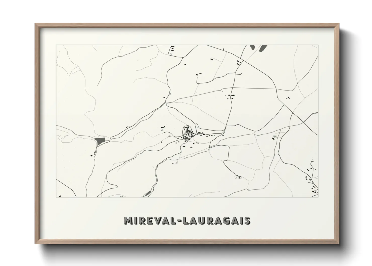 Une affiche de carte sur Mireval-Lauragais
