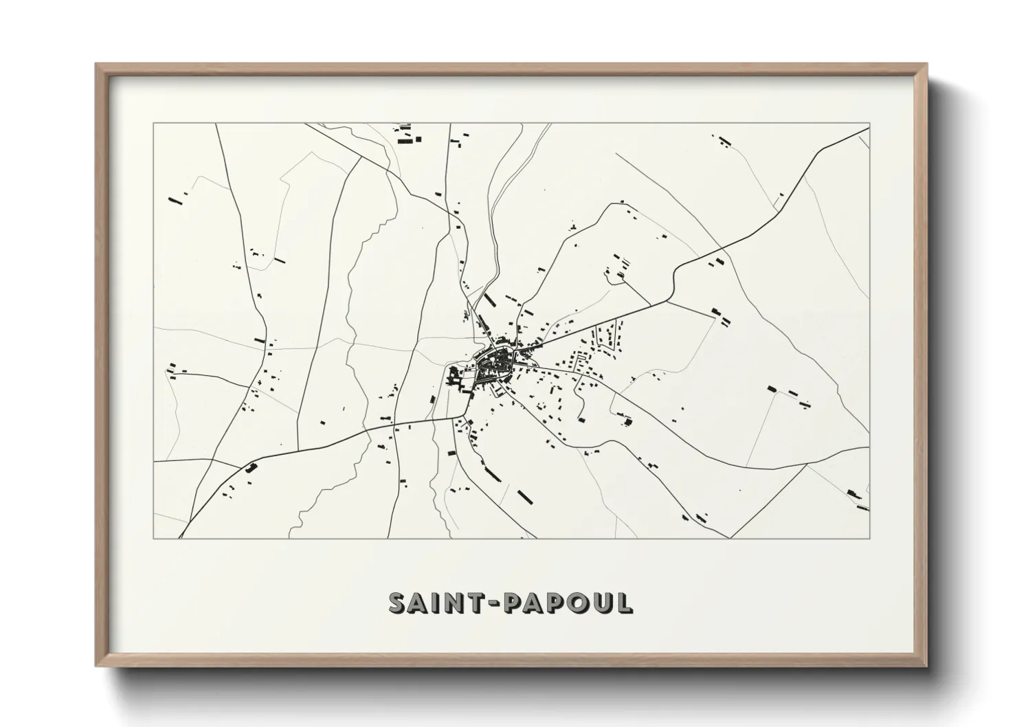 Une affiche de carte sur Saint-Papoul