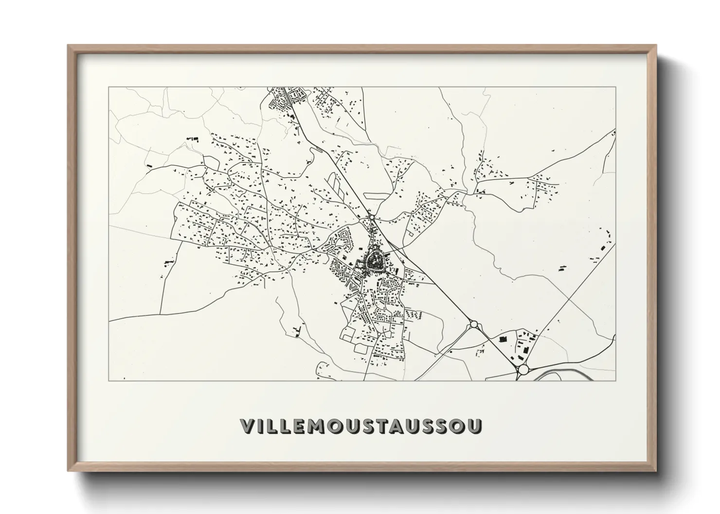 Une affiche de carte sur Villemoustaussou