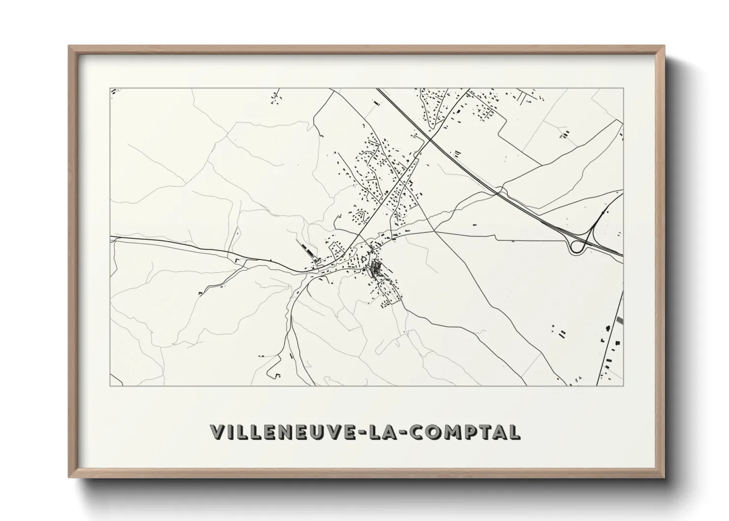 Une affiche de carte sur Villeneuve-la-Comptal