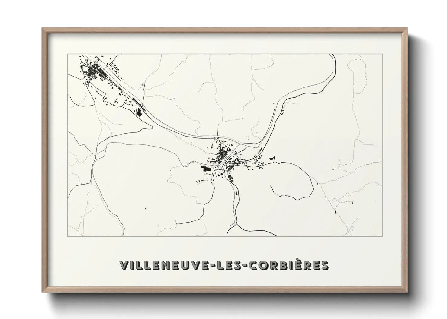 Une affiche de carte sur Villeneuve-les-Corbières