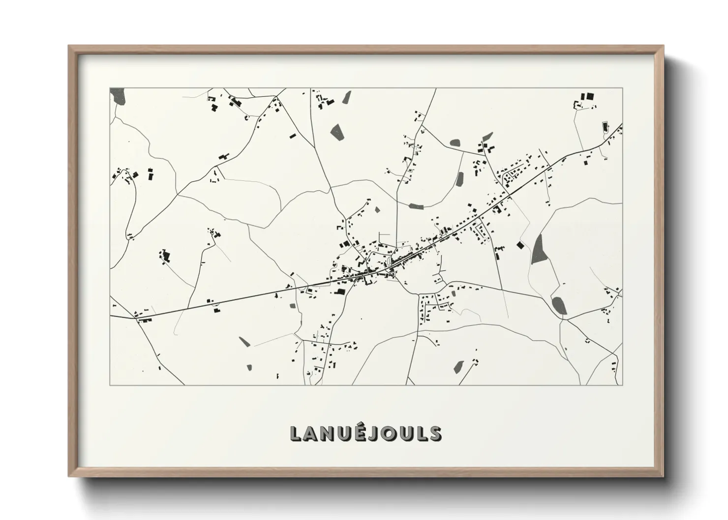 Une affiche de carte sur Lanuéjouls