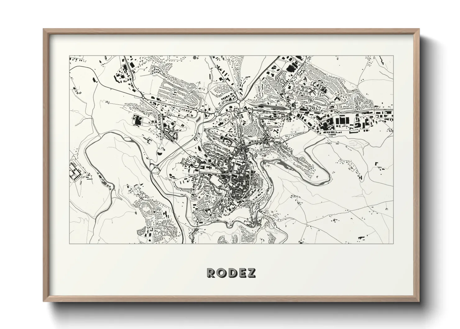 Une affiche de carte sur Rodez