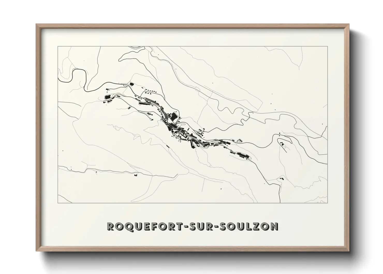 Une affiche de carte sur Roquefort-sur-Soulzon