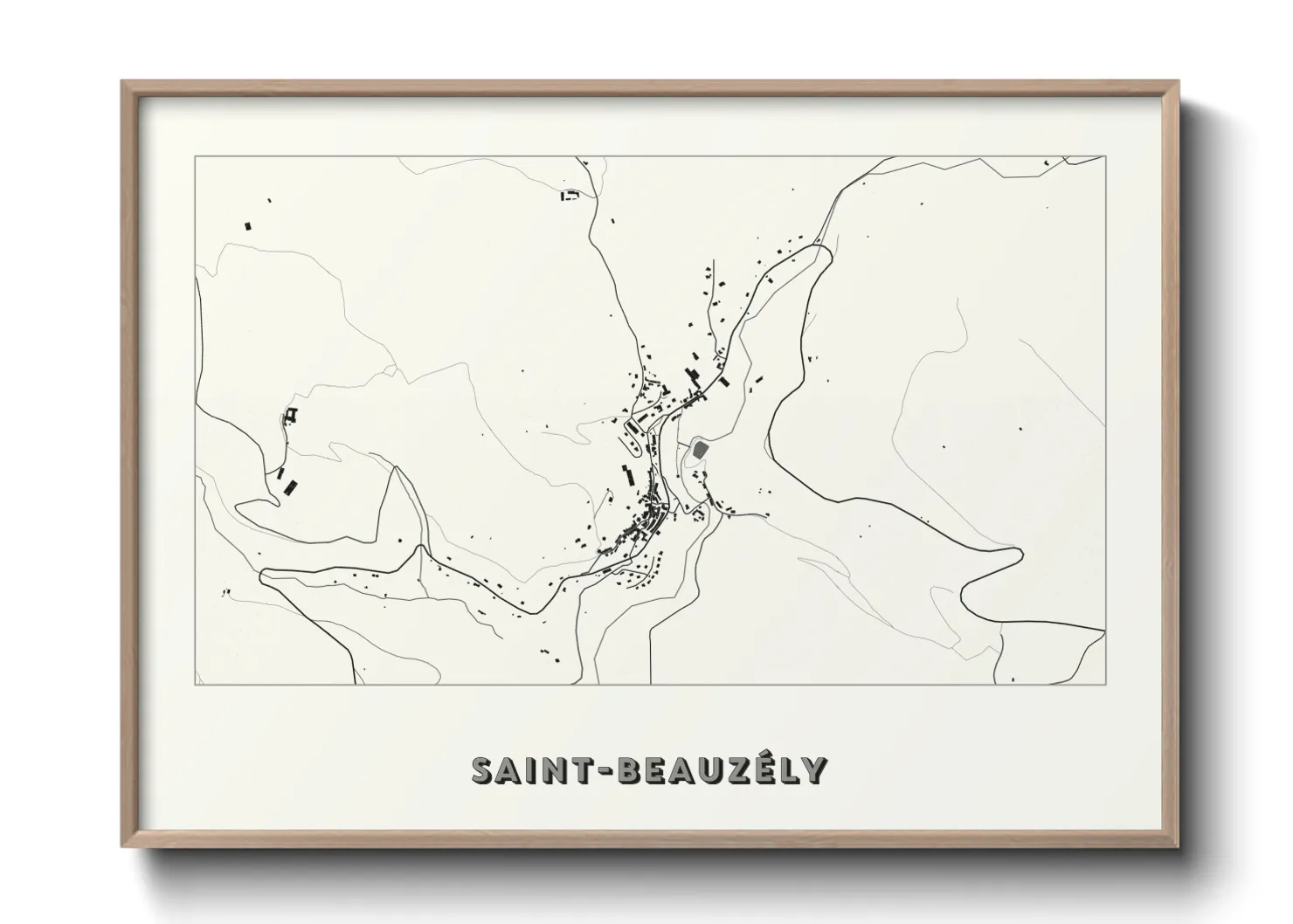 Une affiche de carte sur Saint-Beauzély