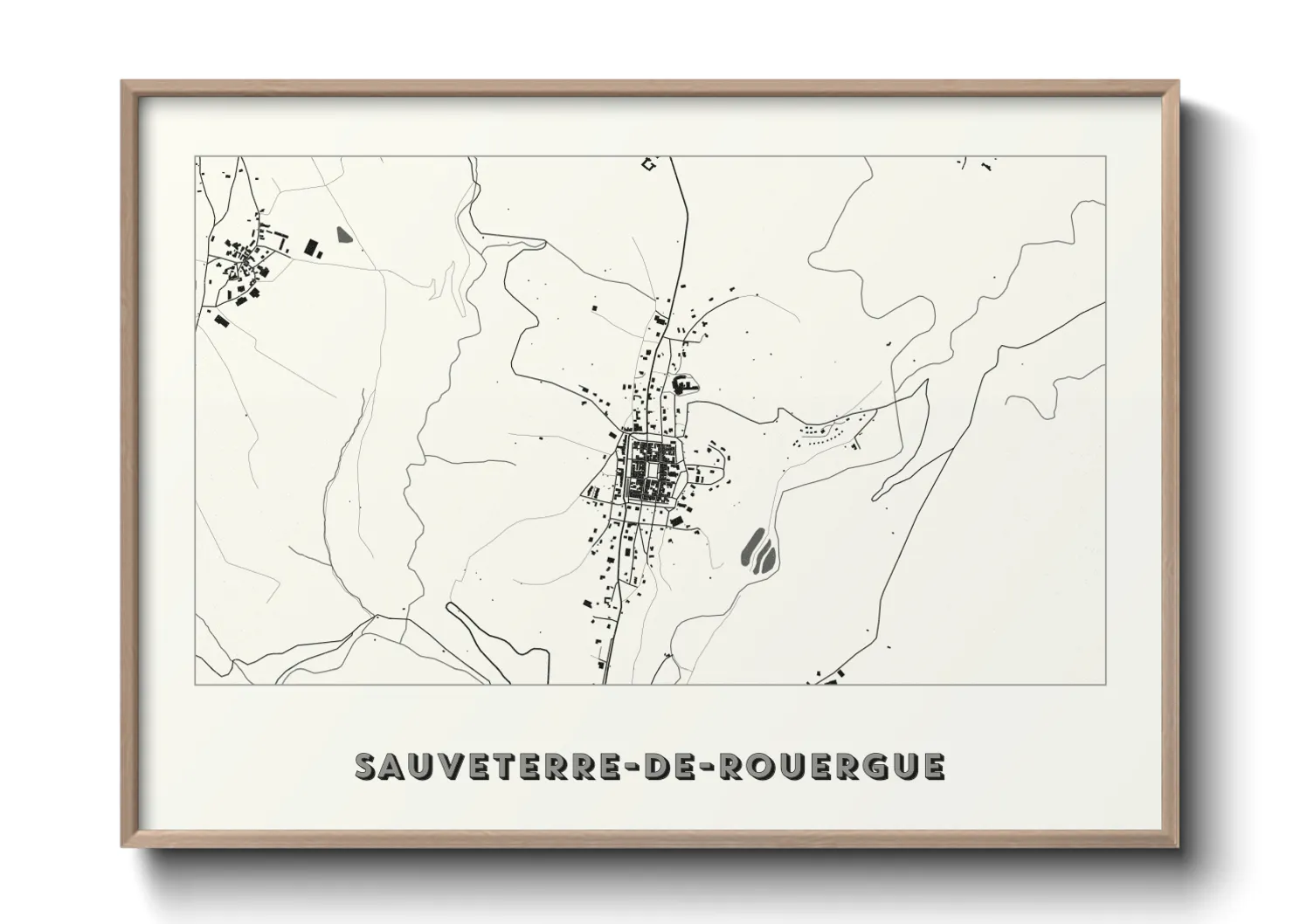 Une affiche de carte sur Sauveterre-de-Rouergue