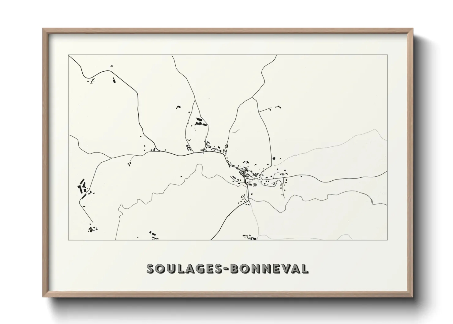 Une affiche de carte sur Soulages-Bonneval