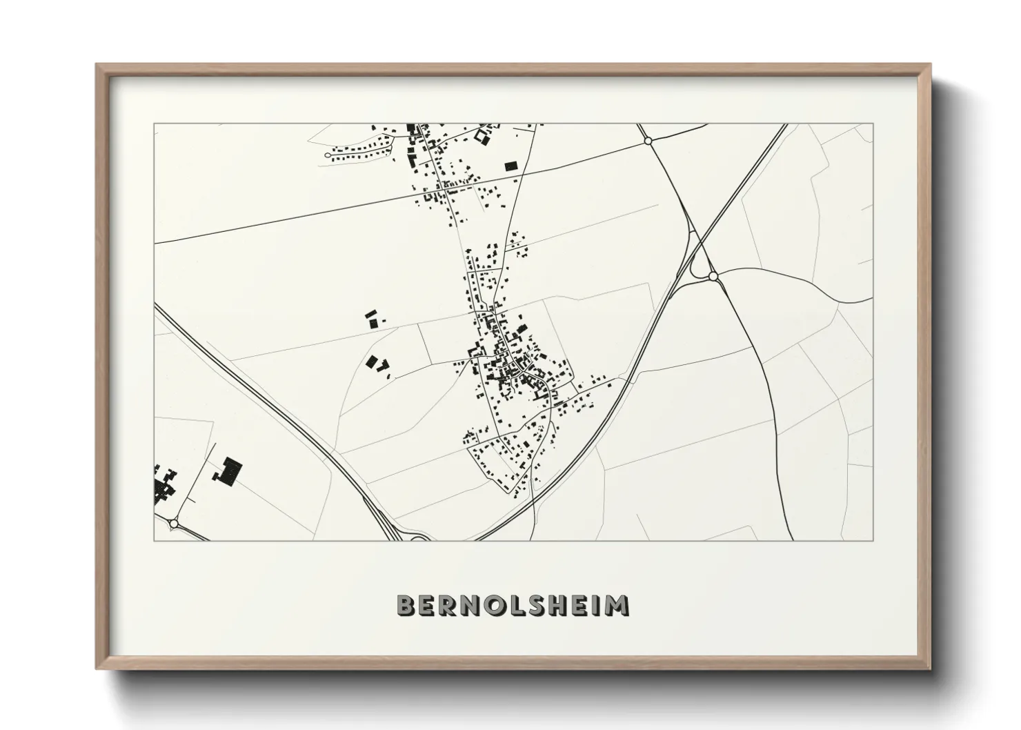 Une affiche de carte sur Bernolsheim