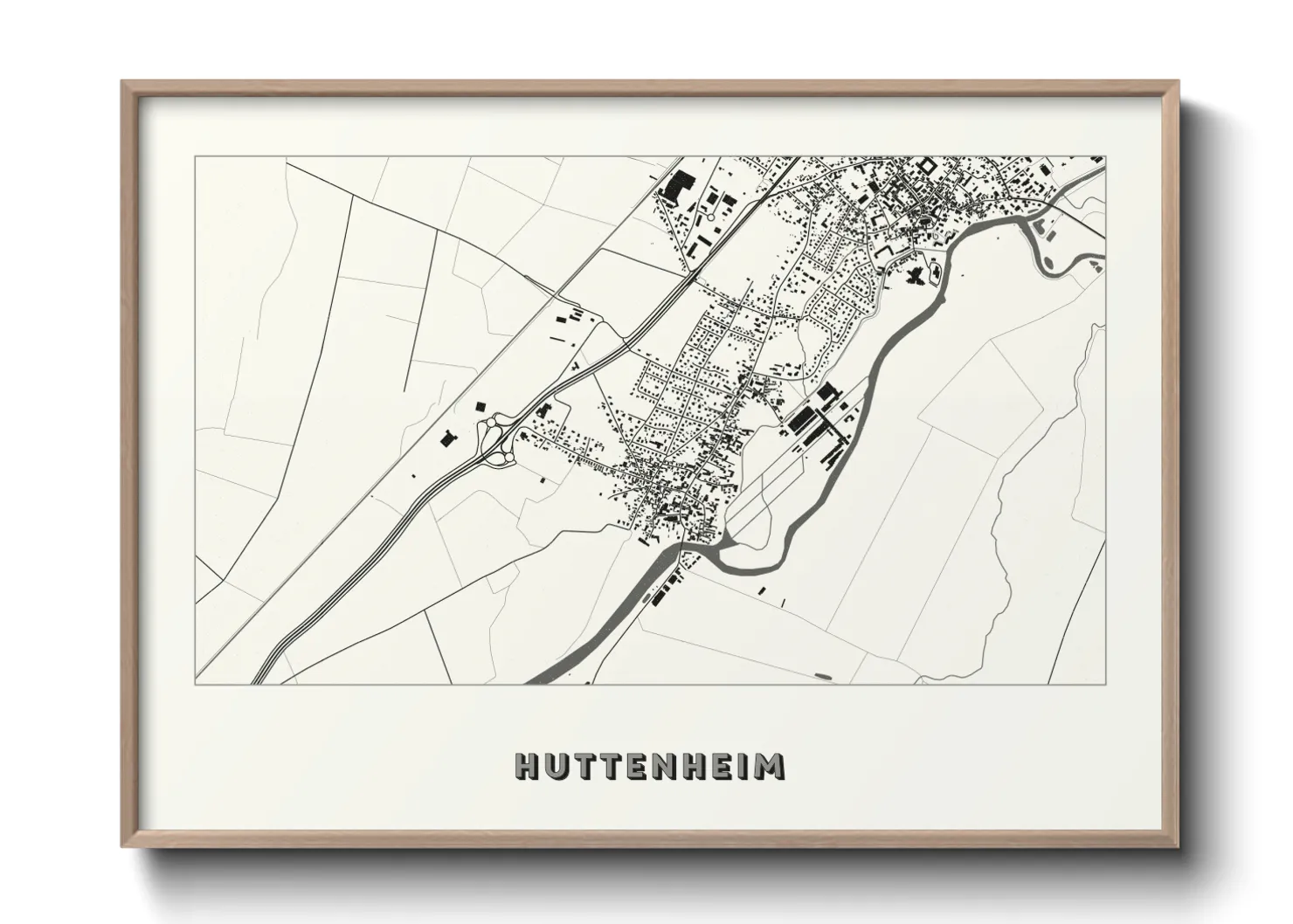 Une affiche de carte sur Huttenheim