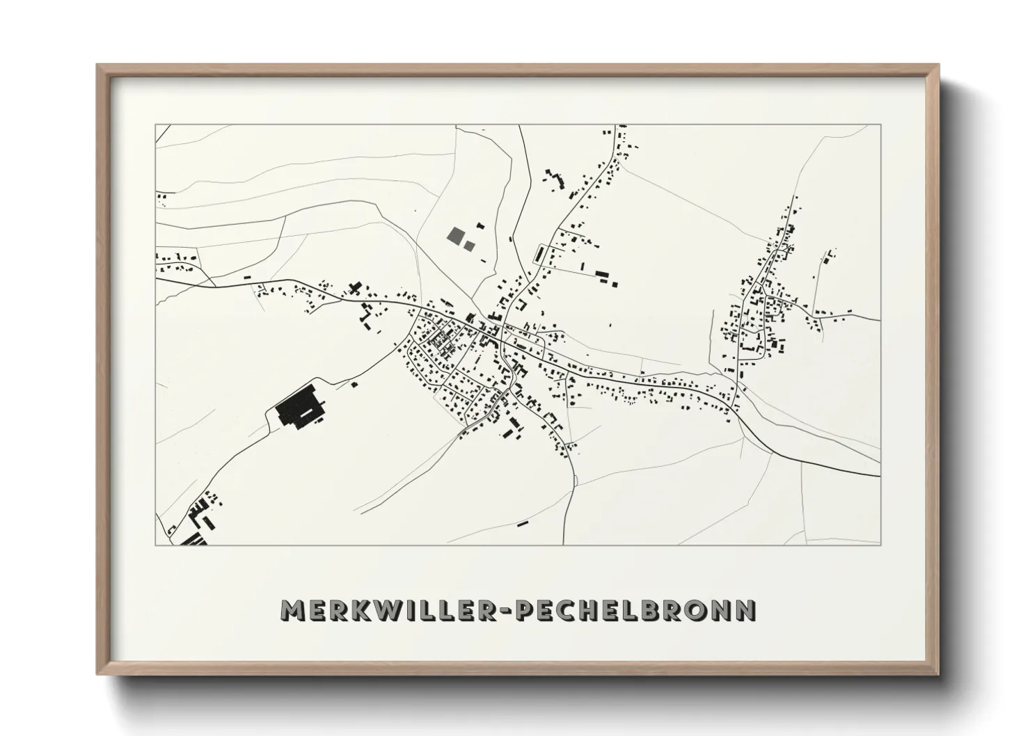 Une affiche de carte sur Merkwiller-Pechelbronn