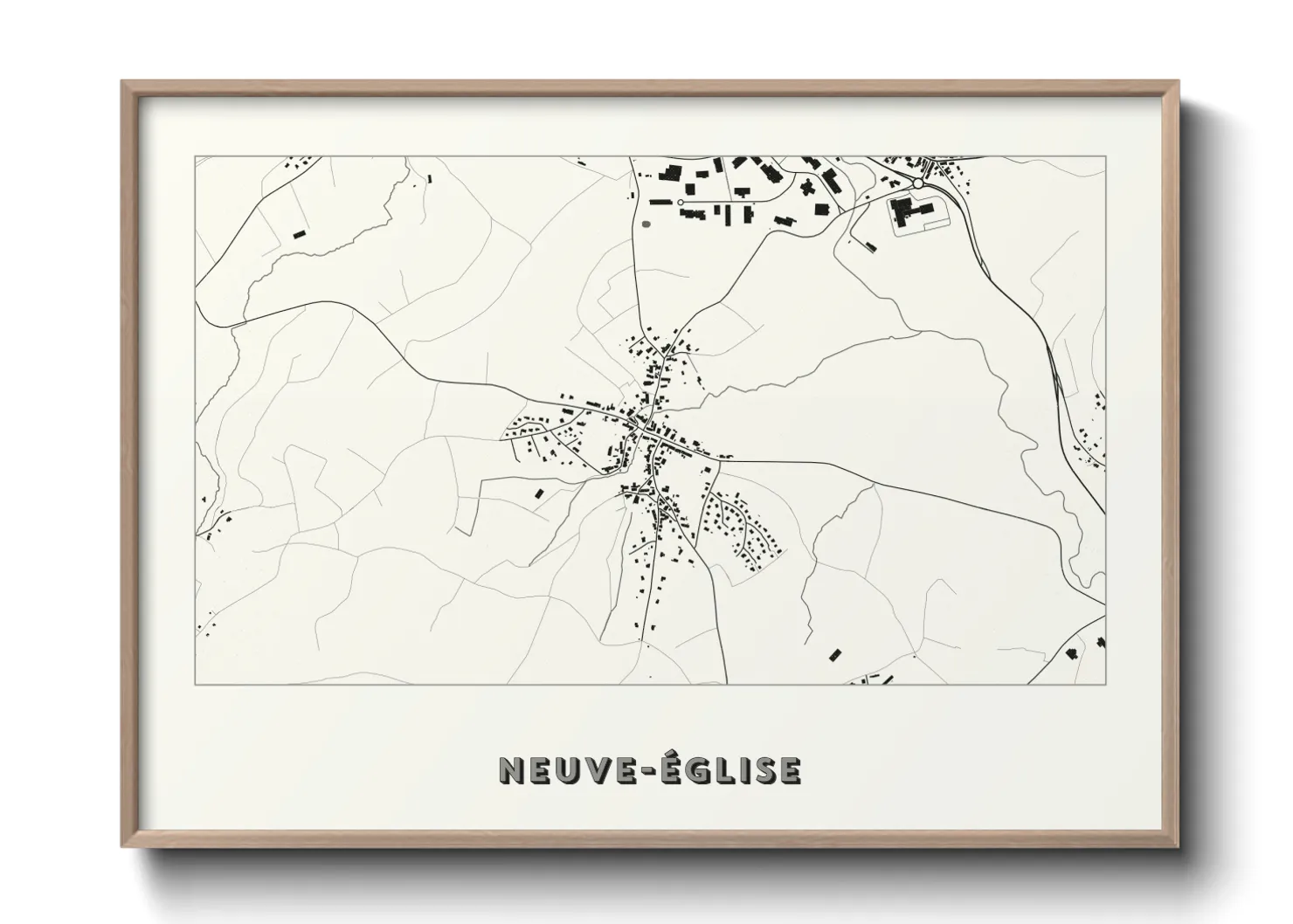 Une affiche de carte sur Neuve-Église