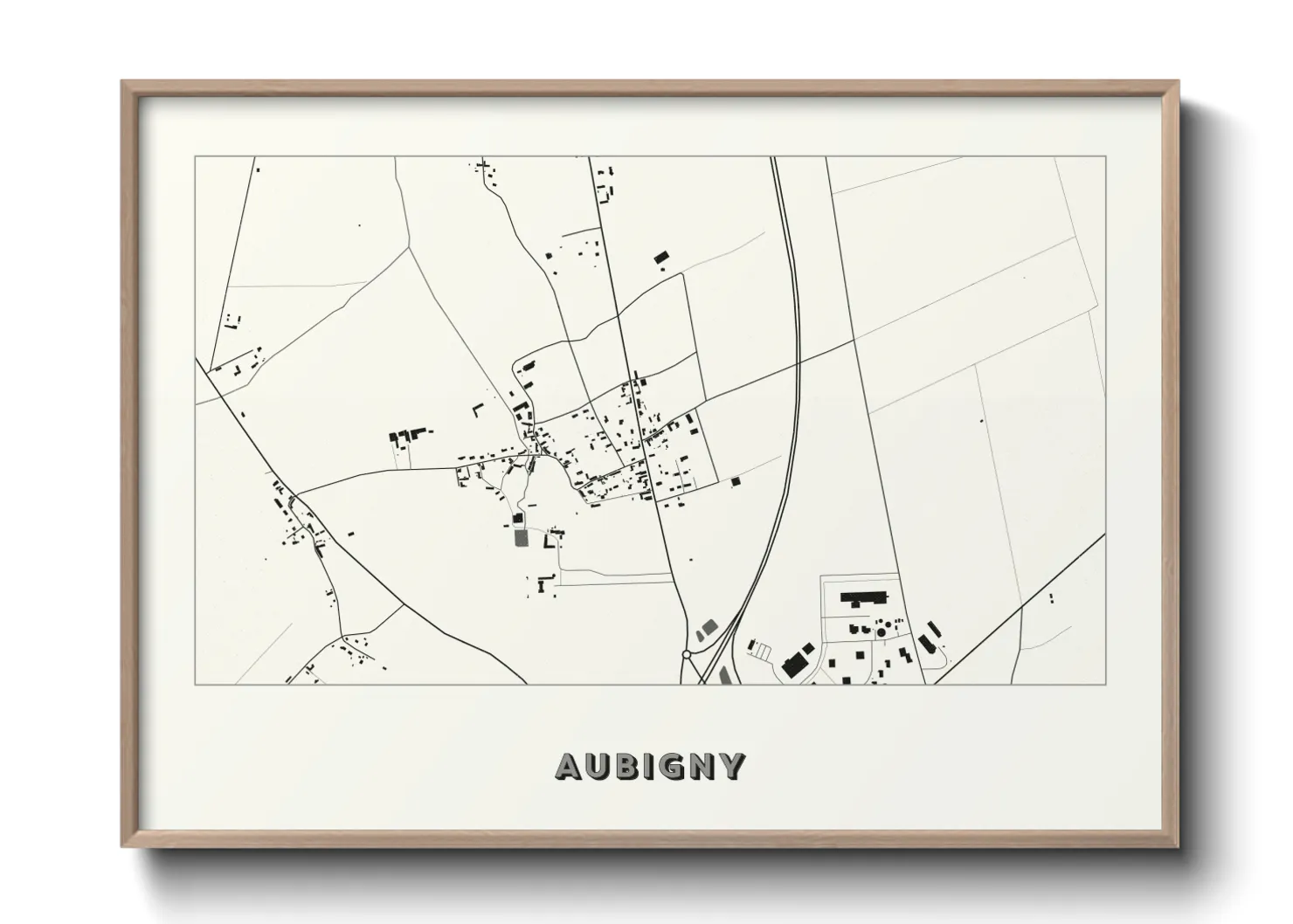 Une affiche de carte sur Aubigny