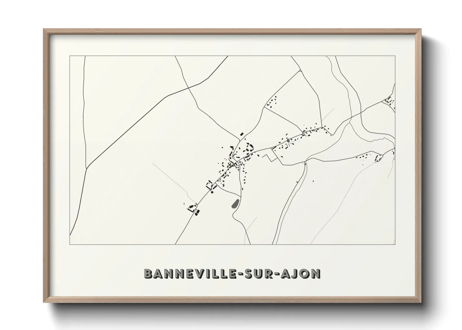 Une affiche de carte sur Banneville-sur-Ajon