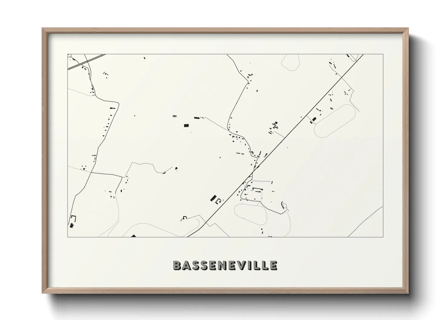 Une affiche de carte sur Basseneville