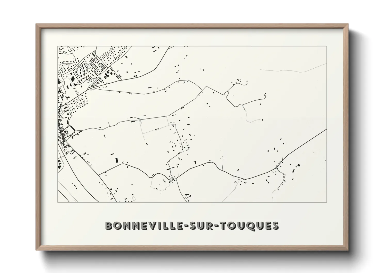 Une affiche de carte sur Bonneville-sur-Touques