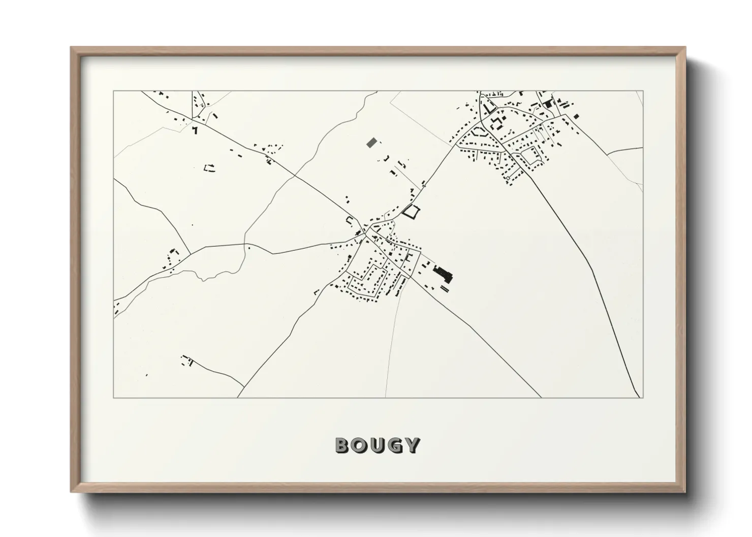 Une affiche de carte sur Bougy