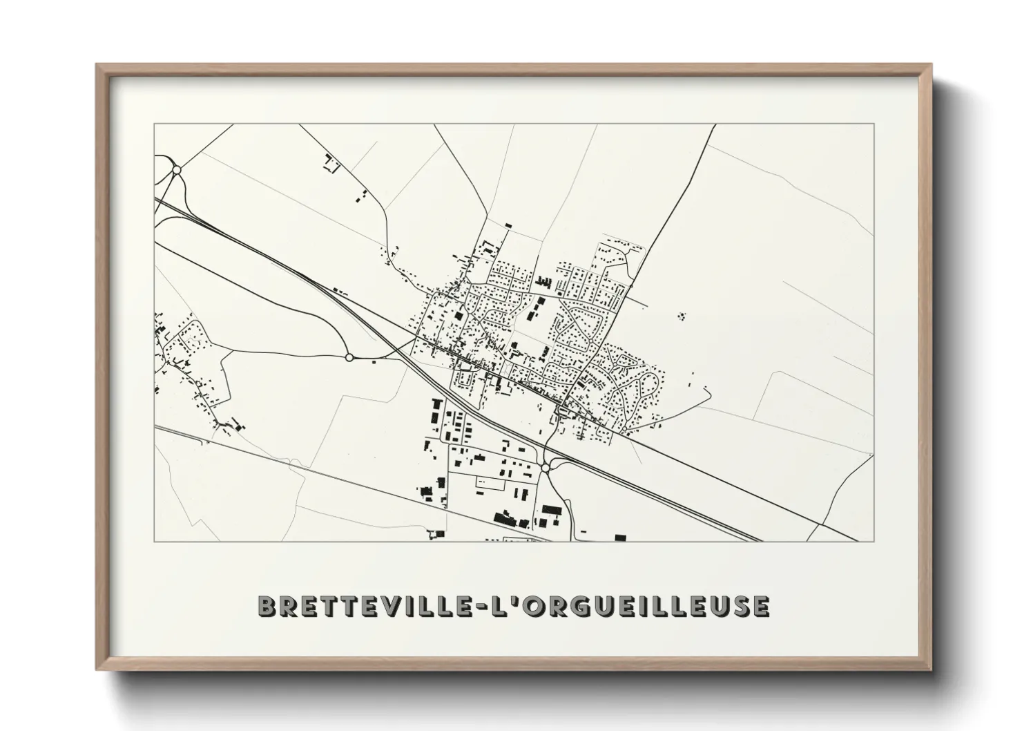 Une affiche de carte sur Bretteville-l'Orgueilleuse