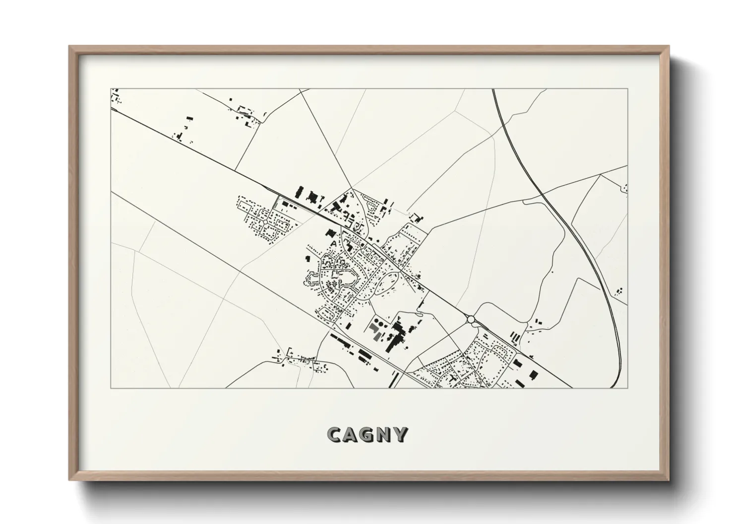 Une affiche de carte sur Cagny