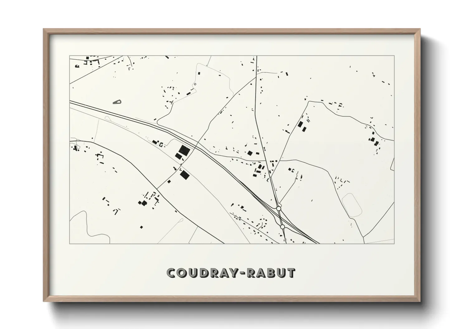 Une affiche de carte sur Coudray-Rabut