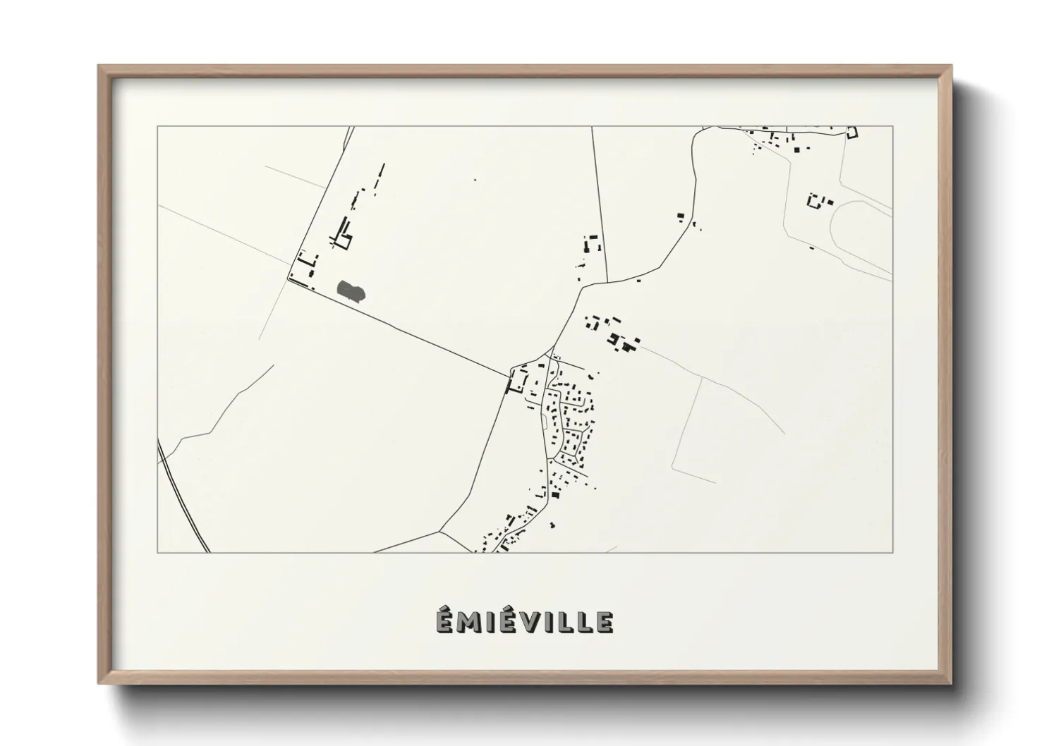 Une affiche de carte sur Émiéville