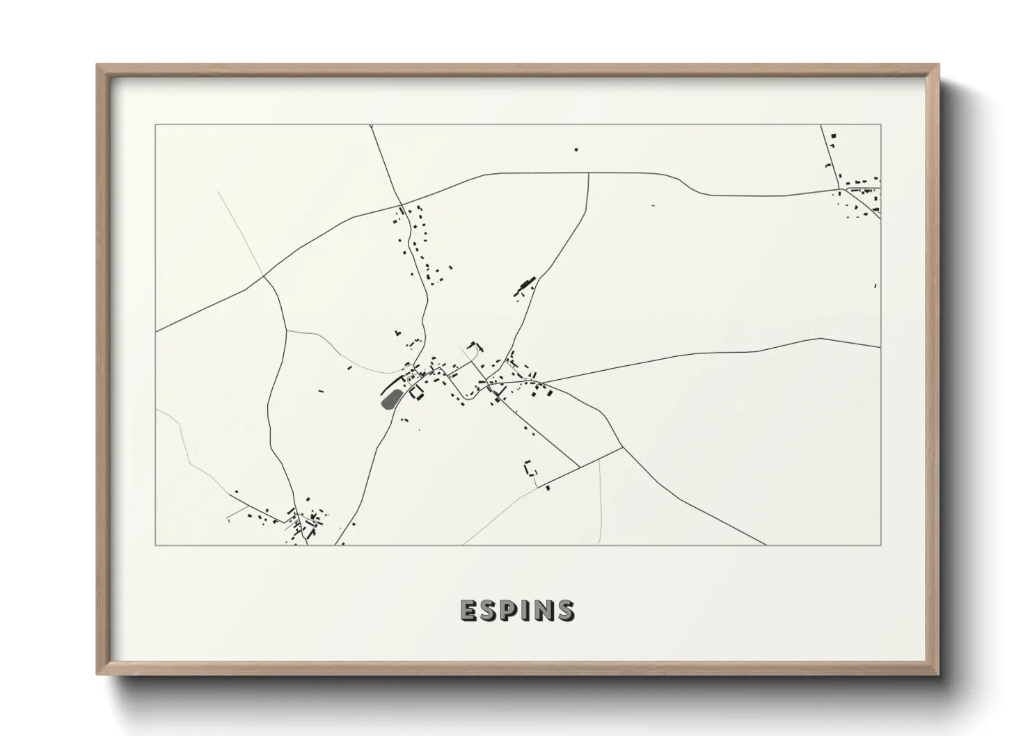 Une affiche de carte sur Espins