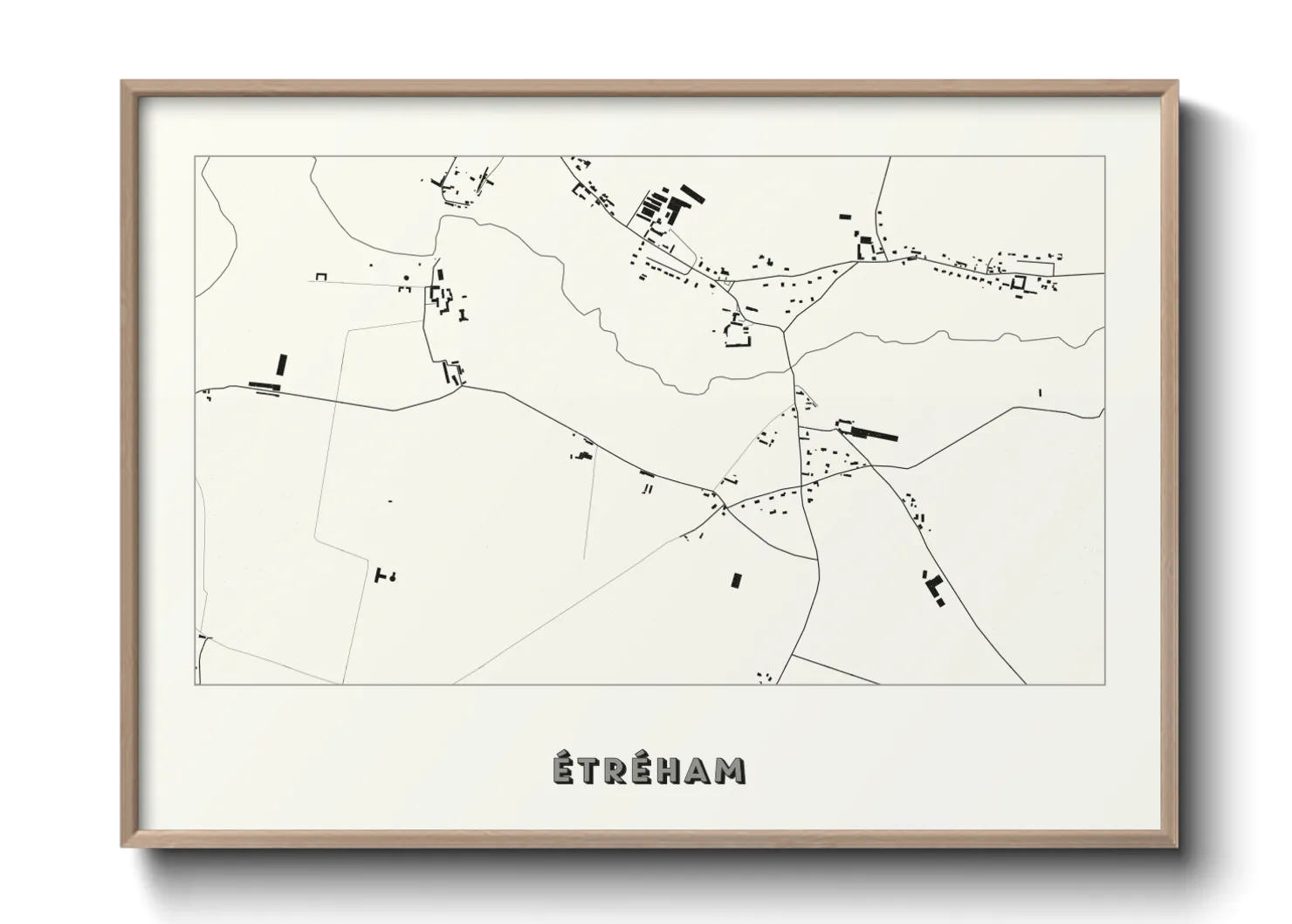 Une affiche de carte sur Étréham