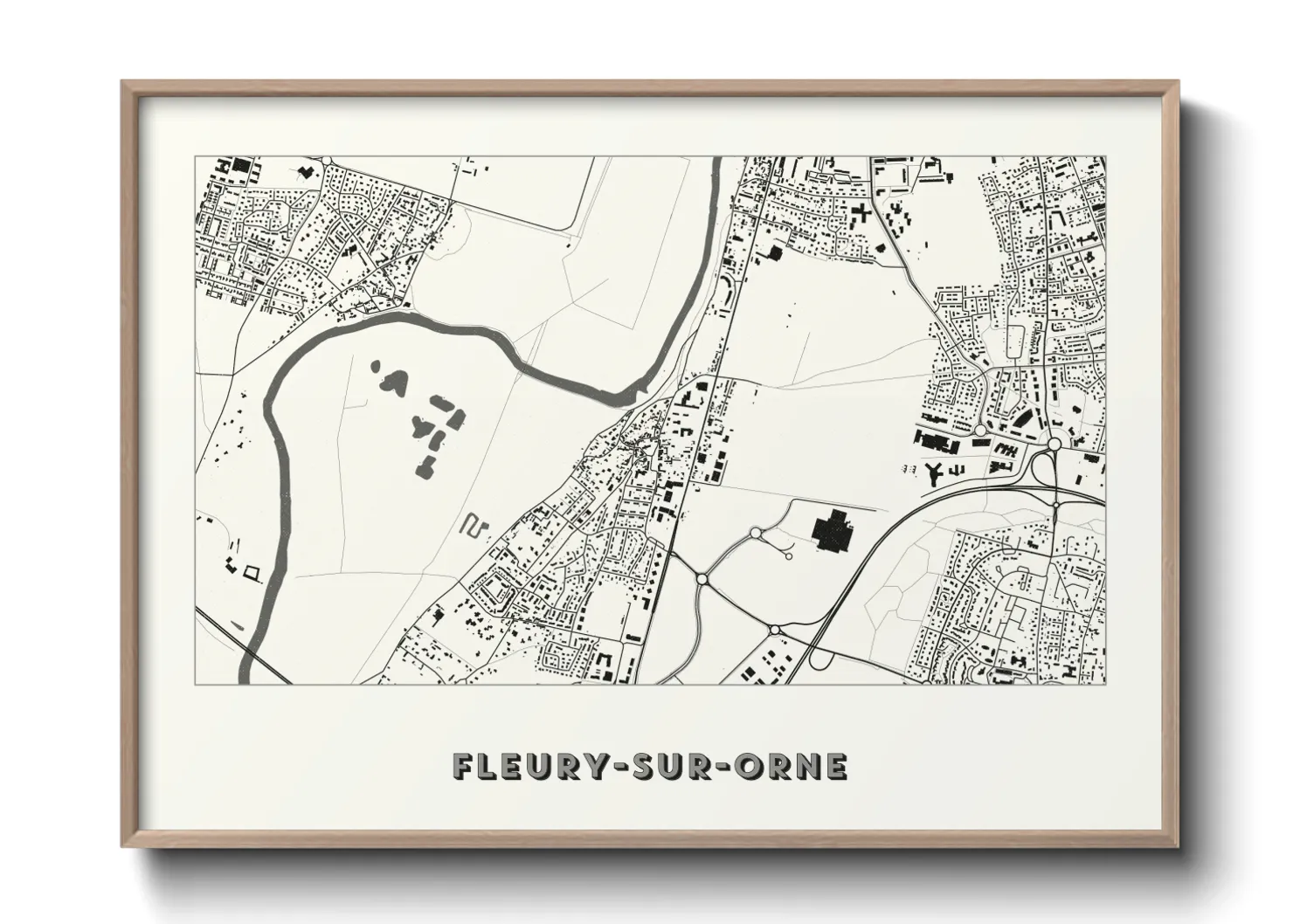 Une affiche de carte sur Fleury-sur-Orne