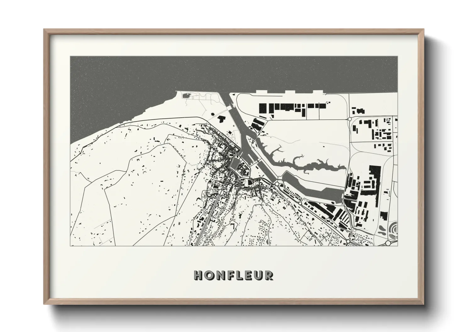 Une affiche de carte sur Honfleur