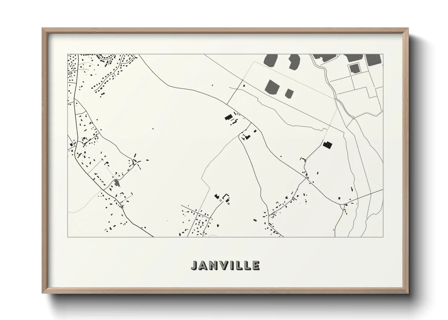 Une affiche de carte sur Janville
