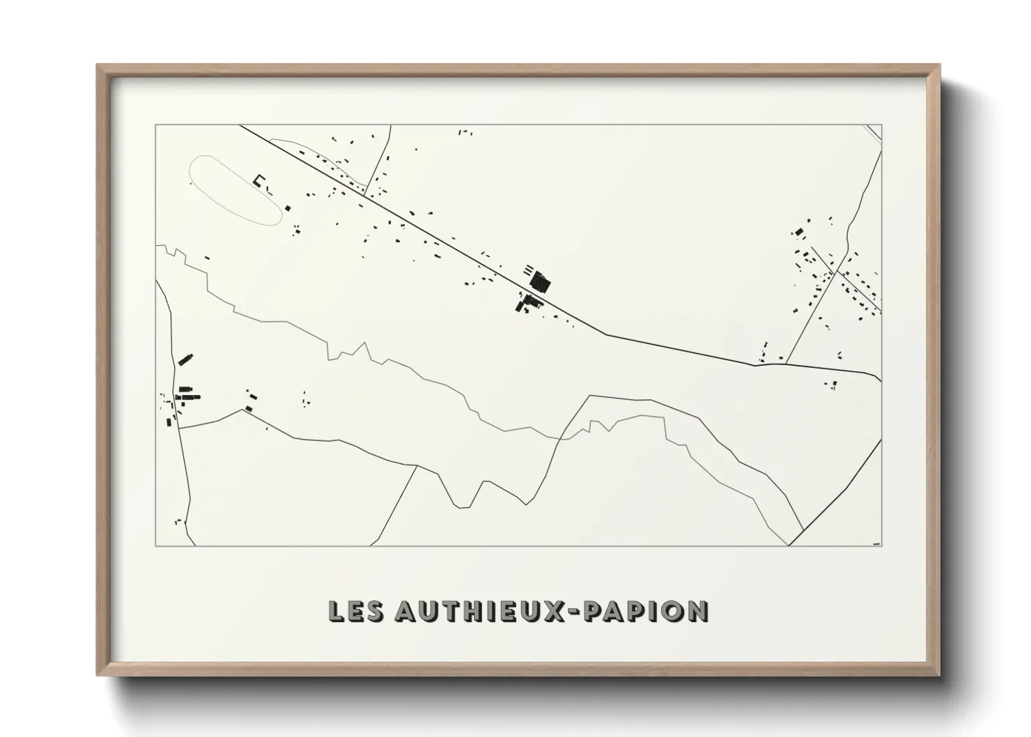 Une affiche de carte sur Les Authieux-Papion