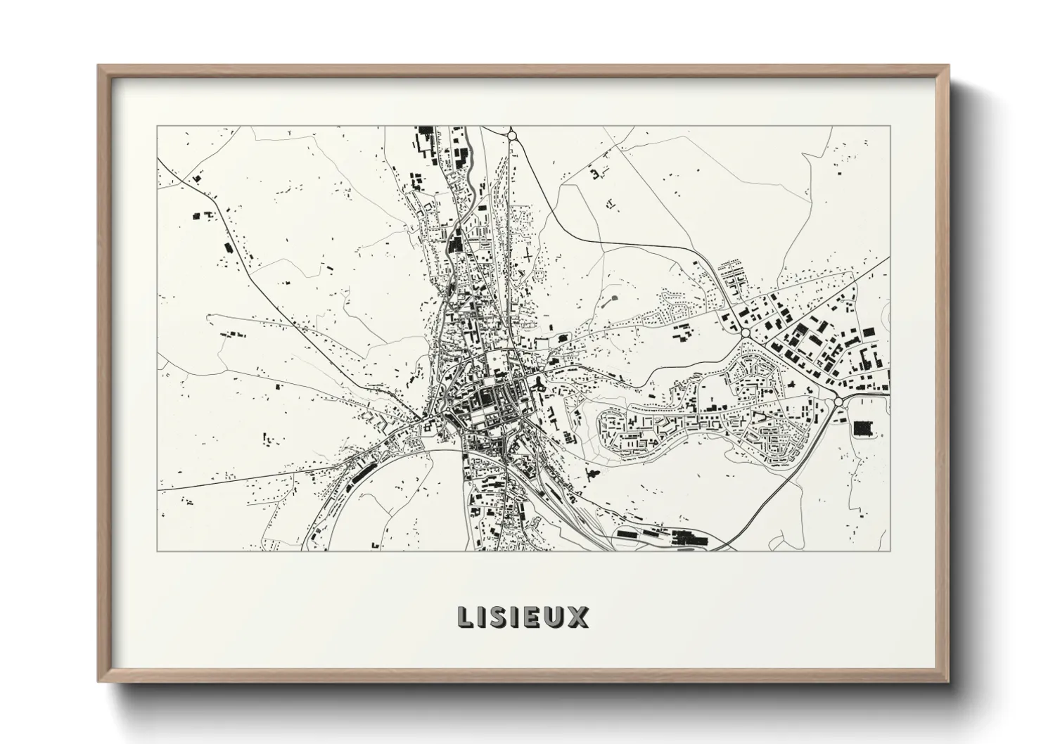 Une affiche de carte sur Lisieux